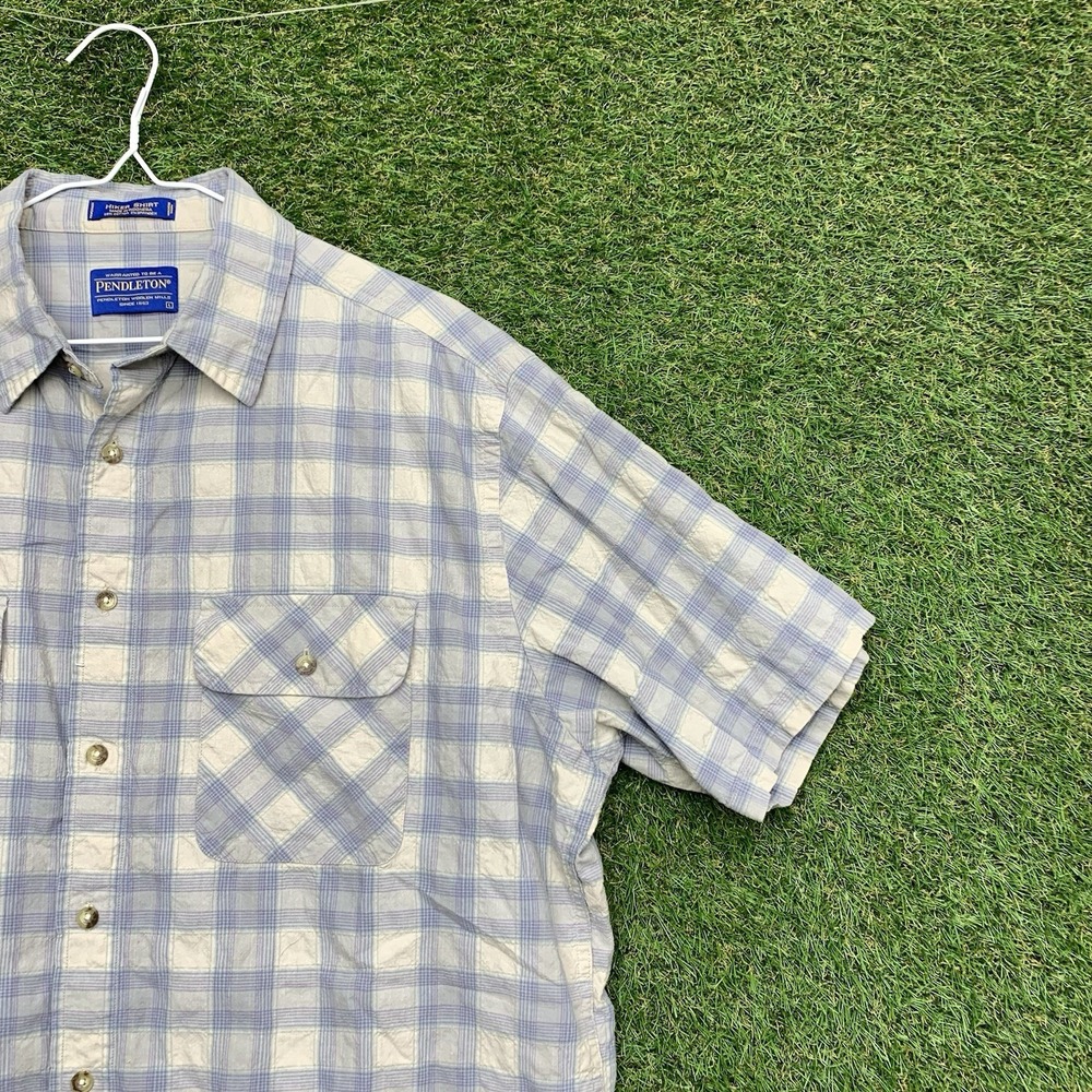 Pendleton Hiker Shirt Mens Large Plaid Stretch Short Sleeve Button Front Hiking